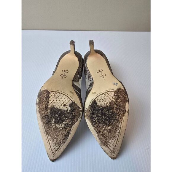 Jessica Simpson JP Pictra Heels Sz 8M Gold - Picture 5 of 9